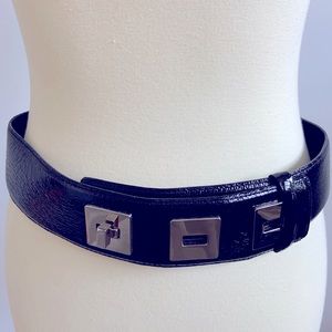 Sandy Duftler black leather stretch belt Sz M